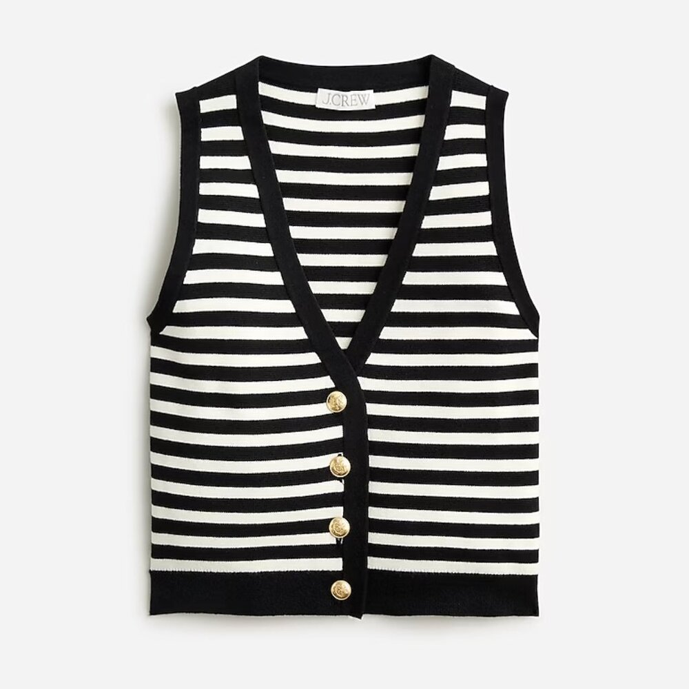 Striped Jcrew sweater-vest in black/white stripe, M